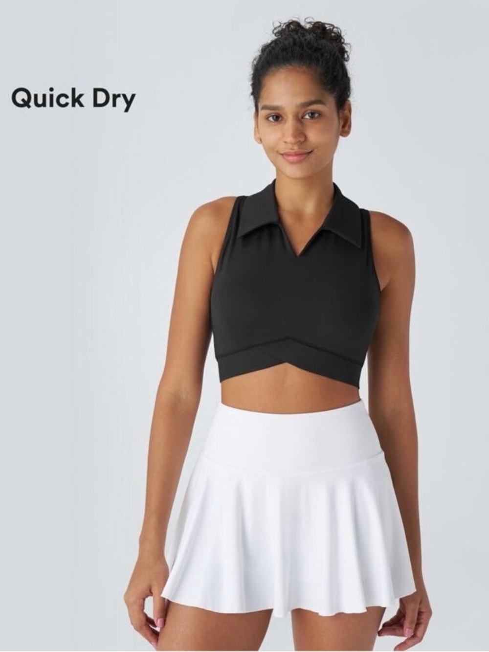 Halara SoftlyZero QuickDry Polo Collar V Neck Racerback Cropped Tennis Tank Top